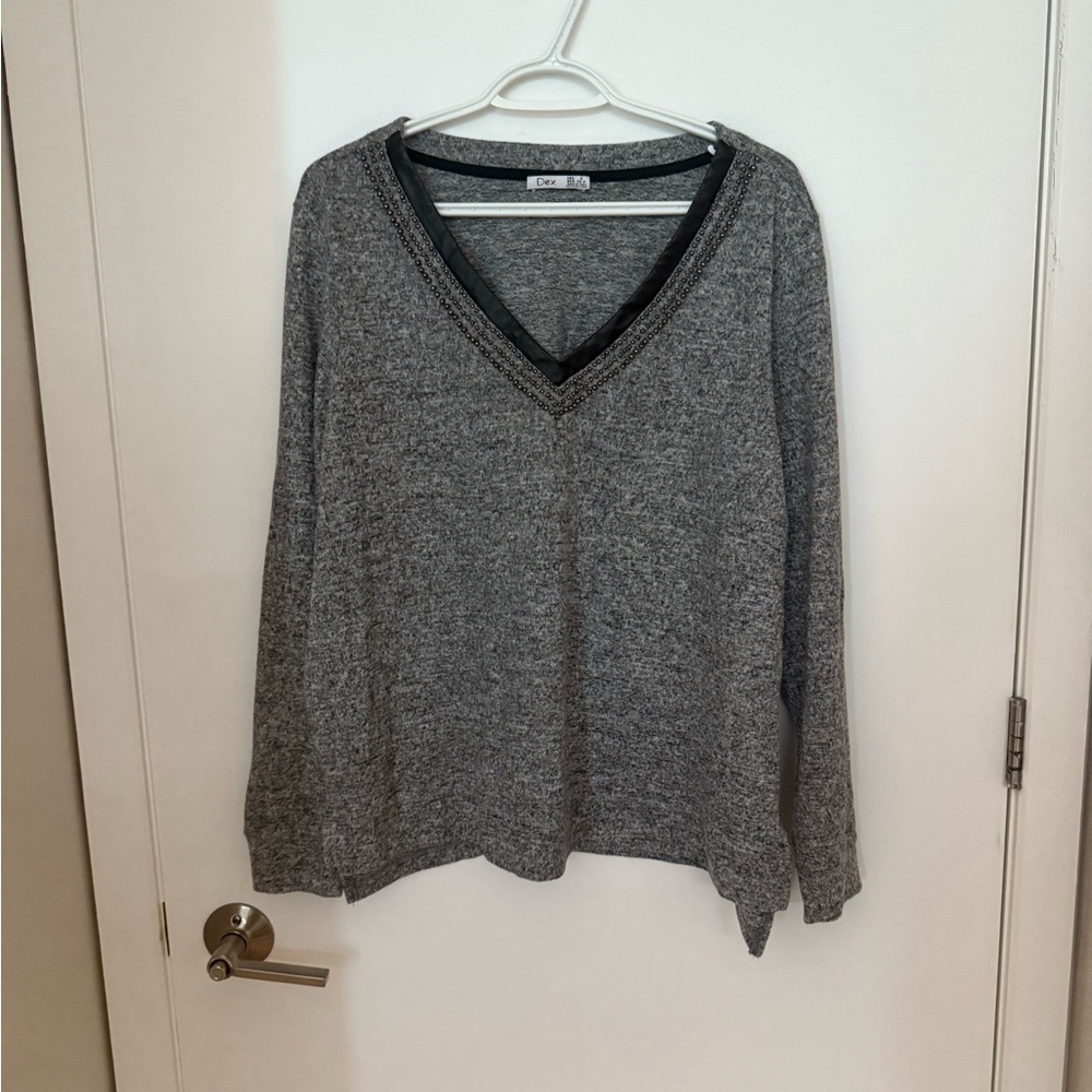 Dex pleather and stud trim sweater